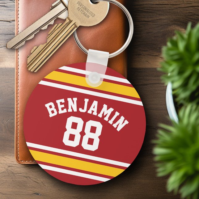 Porte-clés Sports Team Football Jersey Nom personnalisé Numér (Personalized Keychain - Sports Jersey Football Theme)