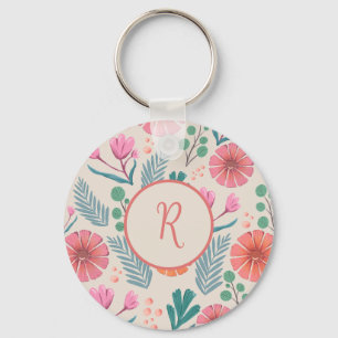 Porte-clés Spring Floral Botanical Pattern Colorful Keychain