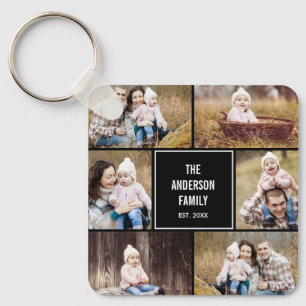 Porte-clés Square Collage Editable Color Photo Keychain