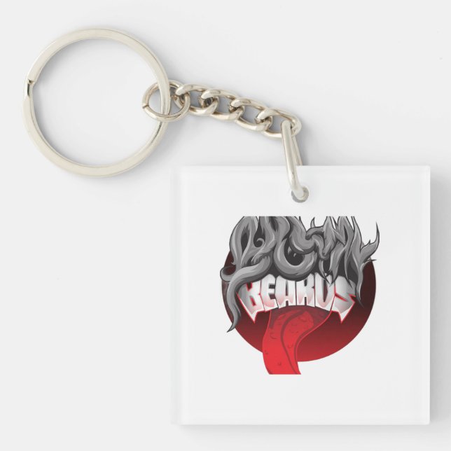 Porte-clés Square keychain with a graphic of smoke (Devant)