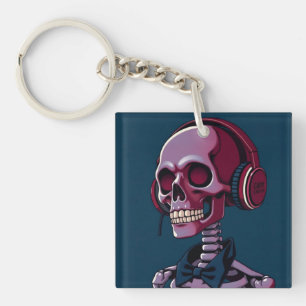 Porte-clés Squelette avec casque audio