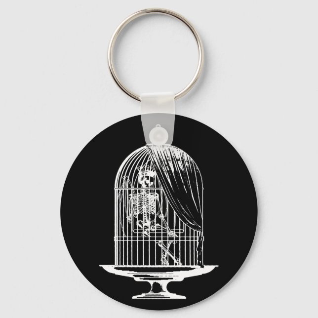 Porte-clés Squelette dans une cage à oiseaux (Recto)