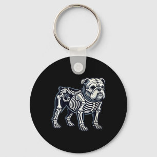 Porte-clés Squelette de Bulldog Anglais Femme Halloween