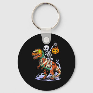 Porte-clés Squelette d'Halloween à cheval sur une momie T Rex