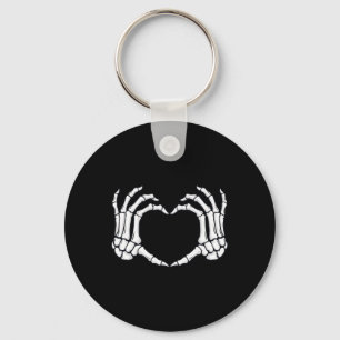 Porte-clés Squelette Mains Panneau Coeur Os Amusant Halloween