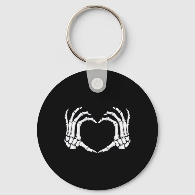 Porte-clés Squelette Mains Panneau Coeur Os Amusant Halloween (Recto)