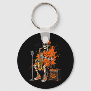 Porte-clés Squelette Saxophone Halloween Drôle Saxophoniste H