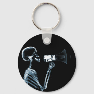 PORTE-CLÉS SQUELETTE X-RAY SUR MEGAPHONE - BLEU