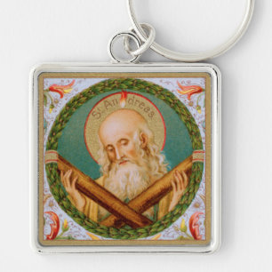 Porte-clés St. Andrew l'Apôtre (JMAS 02) Métal Carré