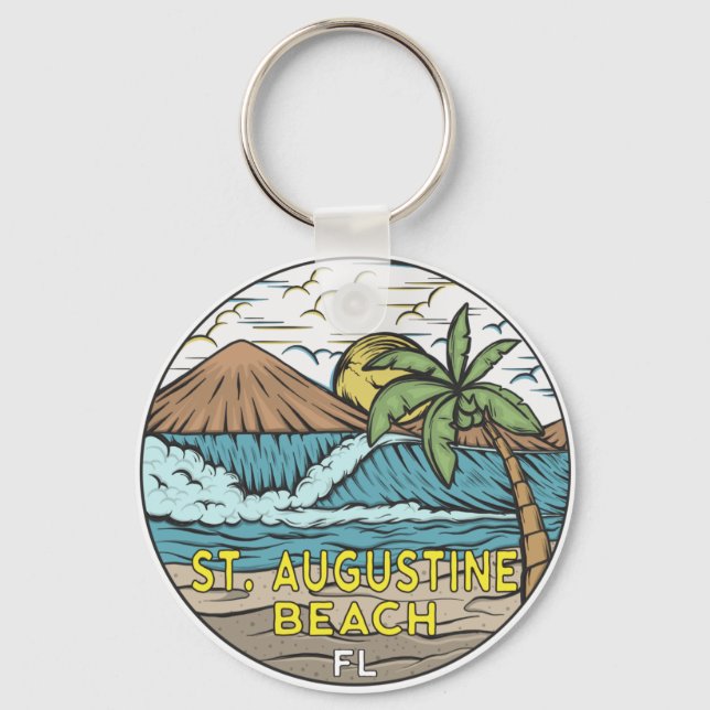 Porte-clés St Augustine Beach Florida Vintage (Recto)