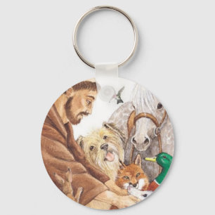 Porte-clés St. Francis & Animaux, casquette, épingle, porte -