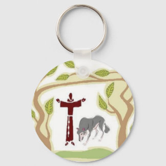 Porte-clés St. Francis et la cravate Wolf, boîte cadeau, chaî