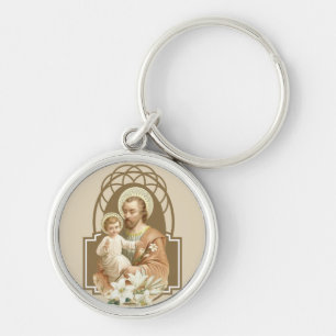 Porte-clés St Joseph avec le cru religieux de Jésus de béb