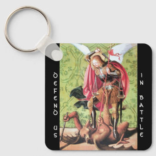 Porte-clés ST. MICHAEL, DRAGON ET JUSTICE, Rouge Vert Brown