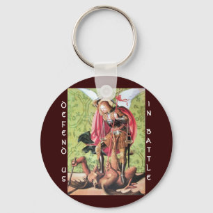 Porte-clés ST. MICHAEL, DRAGON ET JUSTICE, Vert Rouge Brun
