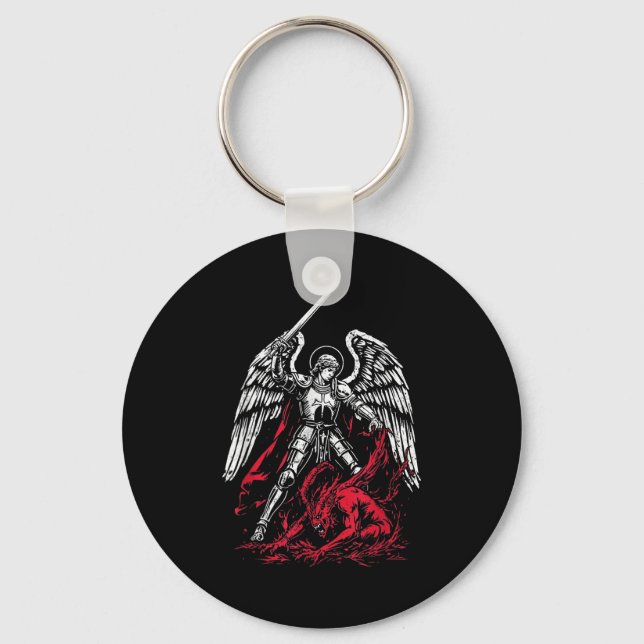 Porte-clés St Michael The Archangel Defeats Satan Catholic  (Recto)