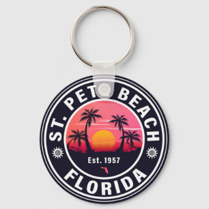 Porte-clés St. Pete Beach Floride Retro Sunset Souvenirs 60s
