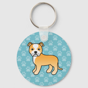 Porte-clés Staffordshire Bull Terrier Fauve Et Blanc Chien