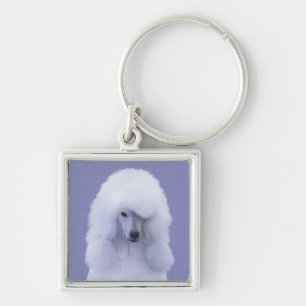Porte-clés Standard Poodle White Painting - Original Dog Art