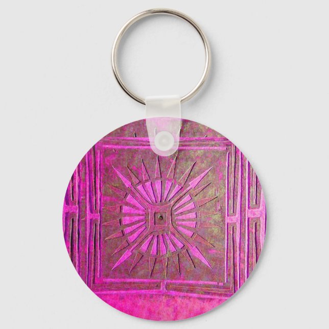 Porte-clés STAR DU MATIN Rose, Fuchsia Black, Monogramme (Recto)