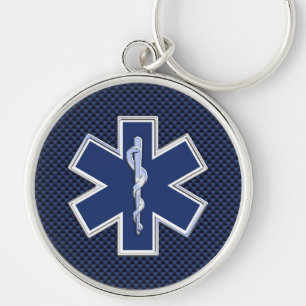 Porte-clés Star of Life Paramedic Carbon Fibre Style