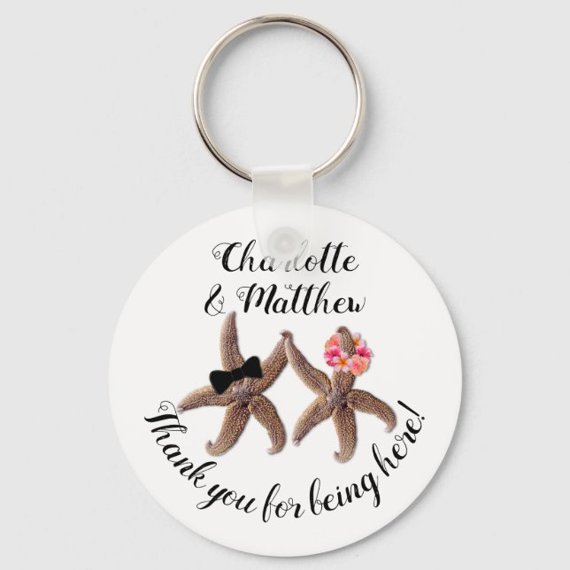 Porte-clés Starfish Bride et Groom remercie les invités (Recto)
