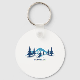 Porte-clés Station de ski de Petoskey Michigan Ski de ski _1