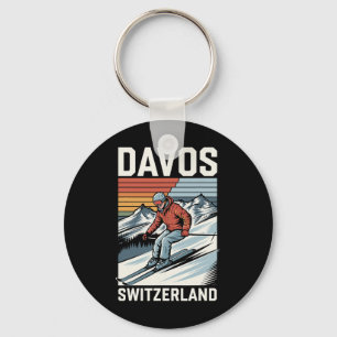 Porte-clés Station de ski Retro Davos Suisse