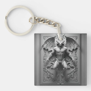 Porte-clés statue de démon d'halloween