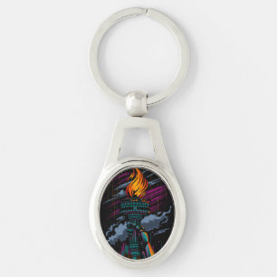 Porte-clés Statue de la Liberté Néon Torche Violet Turquoise