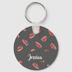 Porte-clés Steak meat pattern on gray