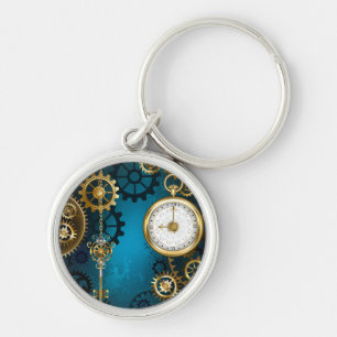 Porte-clés Steampunk turquoise Background with Gears