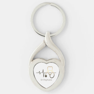 Porte-clés Stéthoscope Battement de coeur Médical