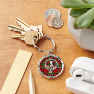 Porte-clés Stewart Clan Badge & Cercles Tartan Key