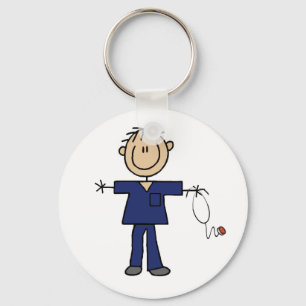 Porte-clés Stick mâle Figure Infirmière Peau moyenne