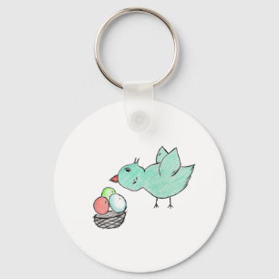 Porte-clés Sticker de Pâques aux oiseaux bleus