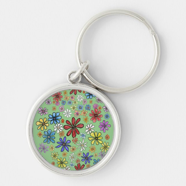 Porte-clés Sticker Fun Colorful Flowers (Devant)