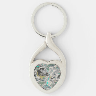 Porte-clés Stone Marbling with Turquoise Veins Heart