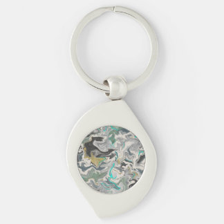 Porte-clés Stone Marbling with Turquoise Veins Swirl