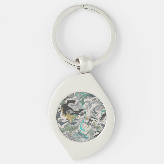 Porte-clés Stone Marbling with Turquoise Veins Swirl (Devant)