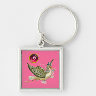 PORTE-CLÉS STORK BABY GIRL SHOWER GEM MONOGRAM