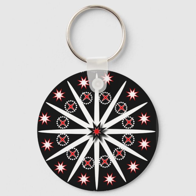 Porte-clés Striking black red grey and white patterned     ke (Recto)