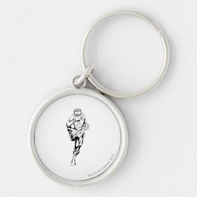 Porte-clés Style de bande dessinée - Coureur, noir et blanc (Devant)