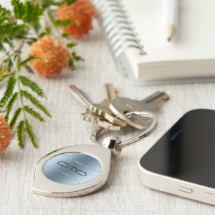 Porte-clés Style métallique bleu acier inoxydable