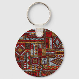 Porte-clés Style Patchwork Impression ethnique brodée