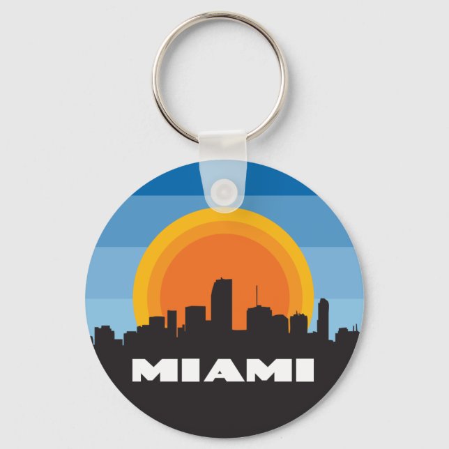 Porte-clés Style rétro Miami Florida Skyline (Recto)