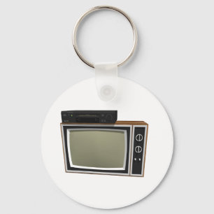 Porte-clés style TV et magnétoscope des années 80 : modèle
