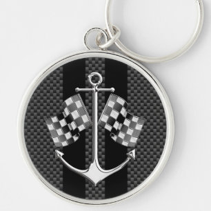 Porte-clés Styles nautiques de chrome de fibre de carbone de