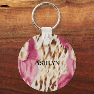 Porte-clés Stylish Girly Rose White Gold Zebra