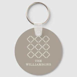 Porte-clés Stylish Modern Farmhouse Geometric in Taupe Name  